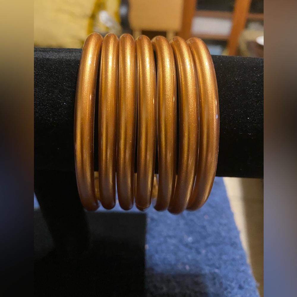 Elegant  7pc Jelly filled Dark Gold Bangles Bracelets